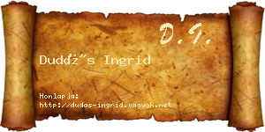 Dudás Ingrid névjegykártya